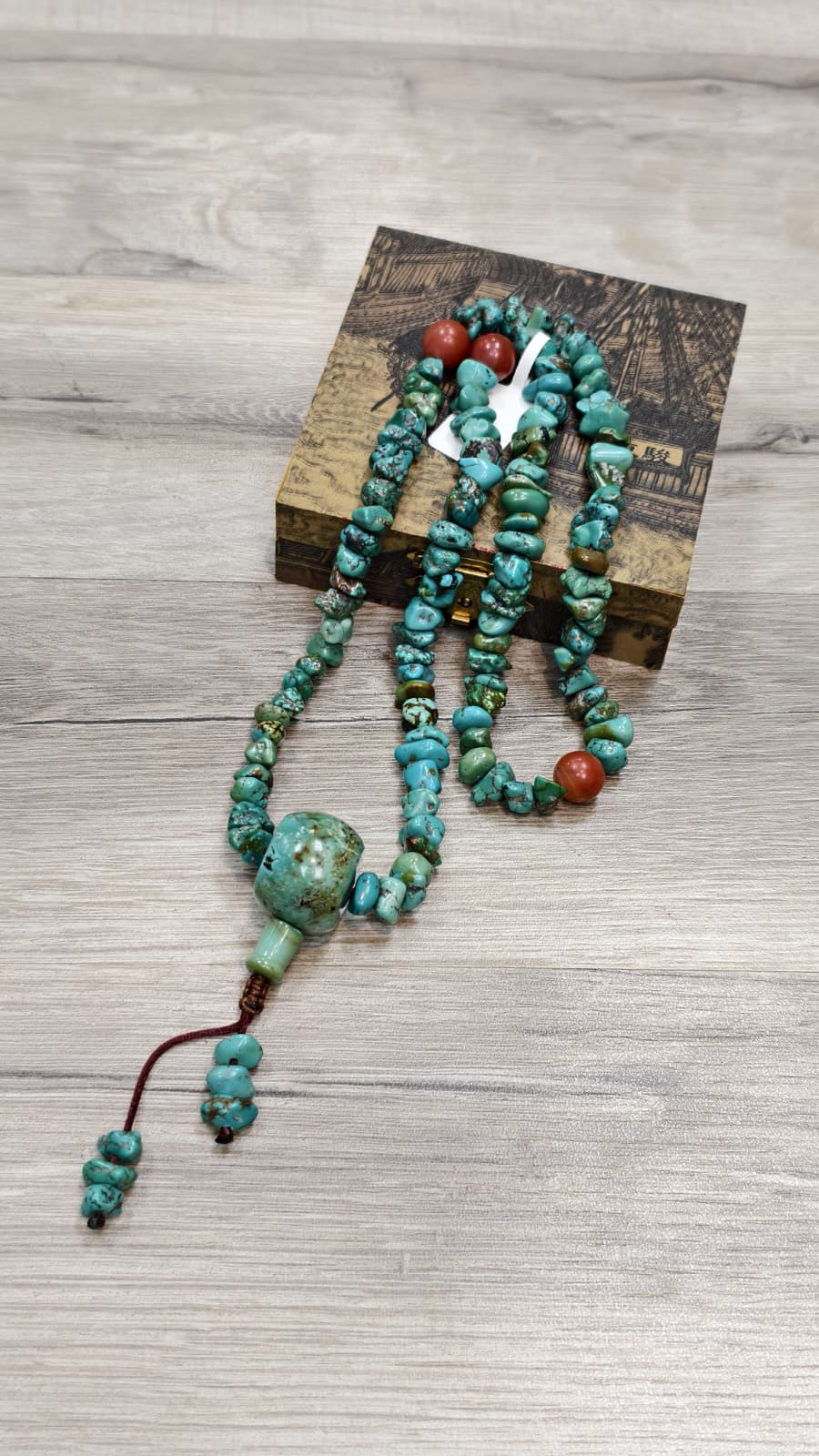 老料綠松石南紅頸鏈