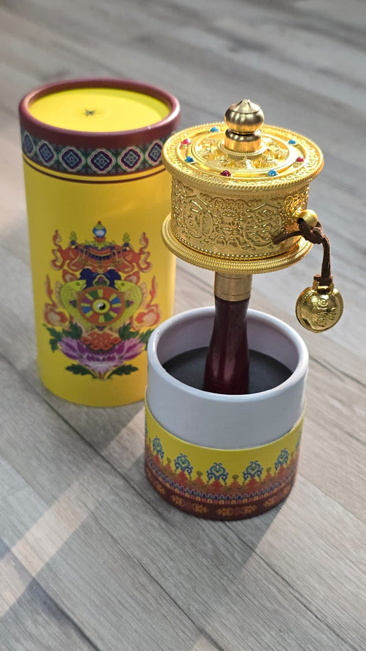 青海支扎寺活佛開光轉經輪(金色小號)