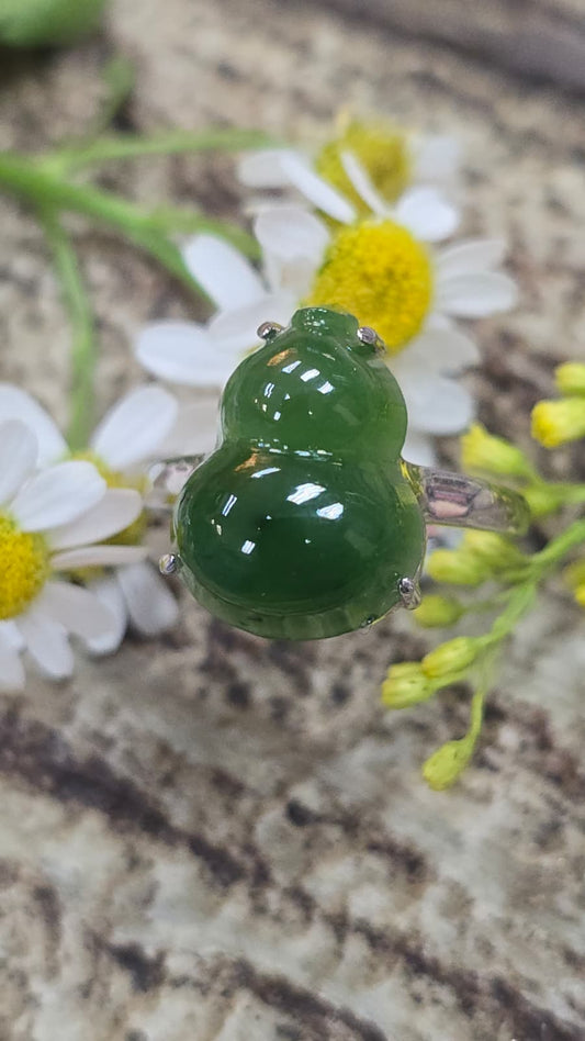 全新碧玉925銀戒指 （可自由調節大細）