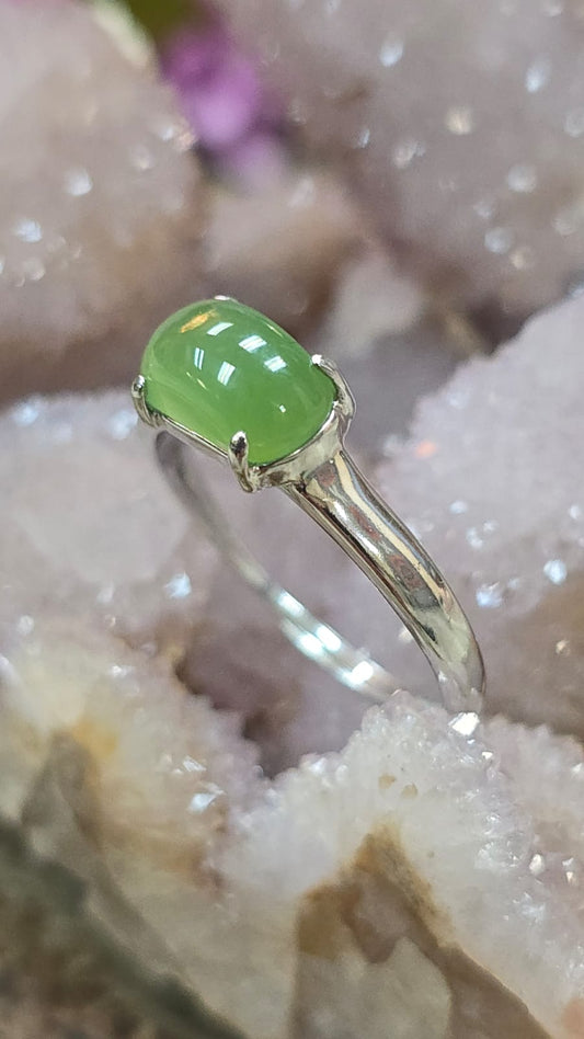 全新碧玉925銀戒指 （可自由調節大細）