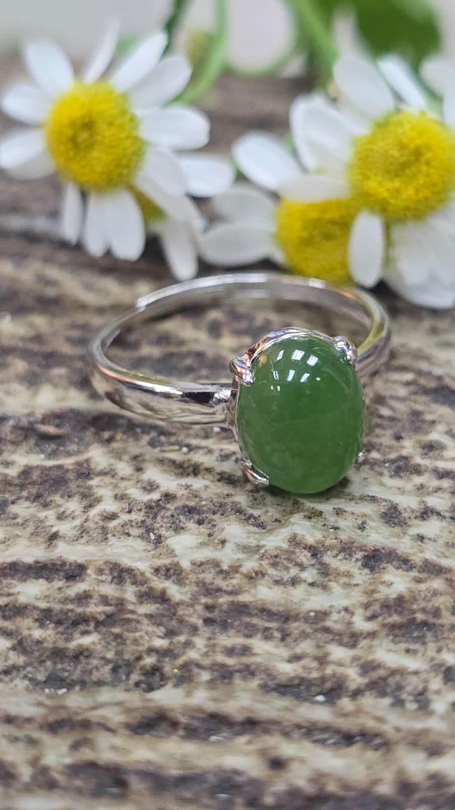 全新碧玉925銀戒指（可自由調節大細）