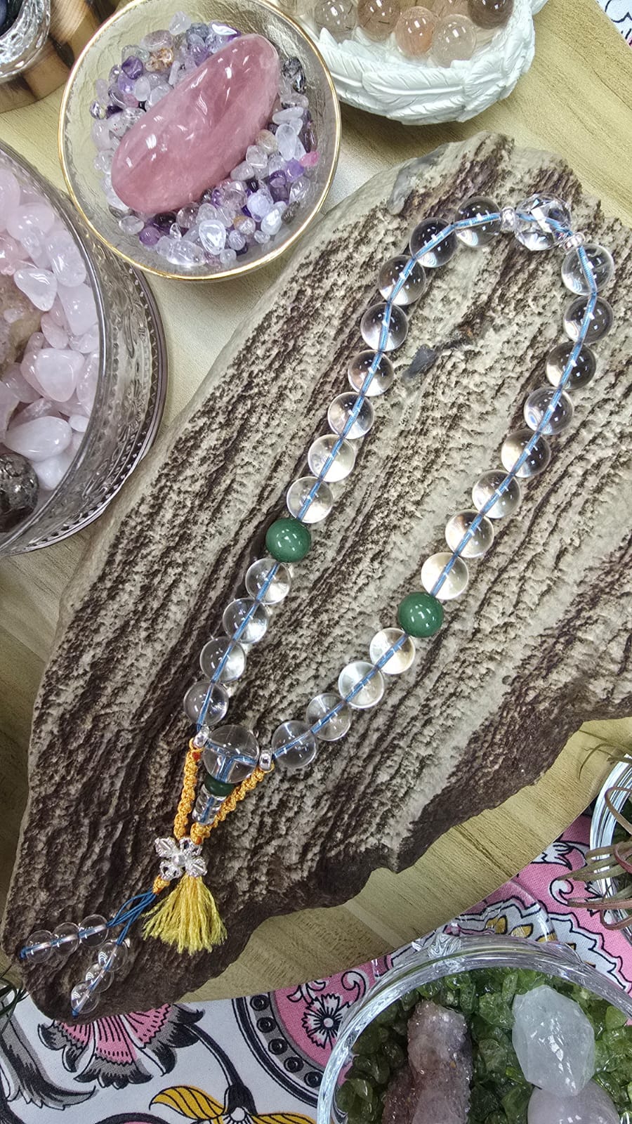 喜馬拉雅山白晶貓眼碧玉925金剛杵念珠