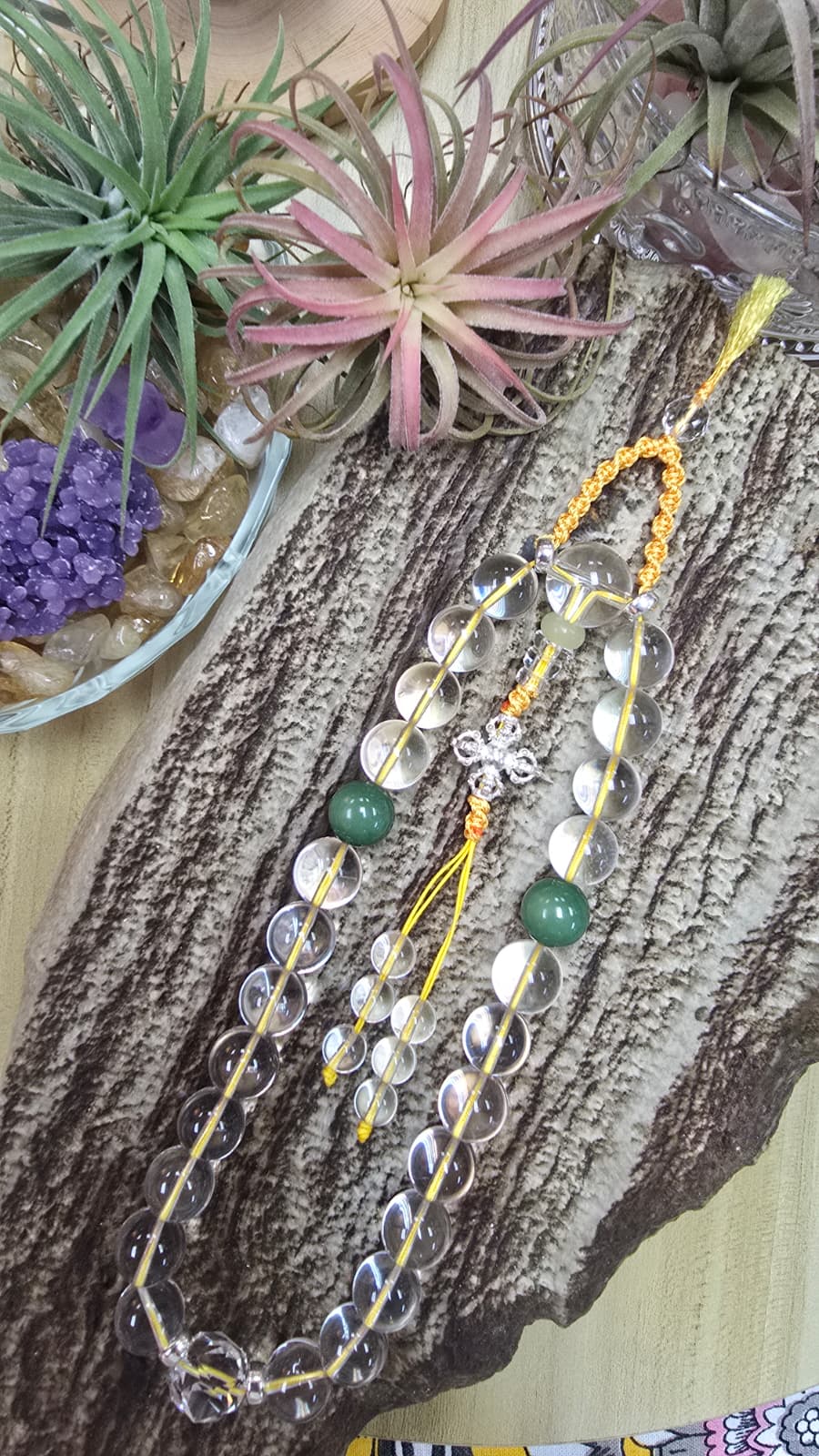 喜馬拉雅山白晶貓眼碧玉925金剛杵念珠