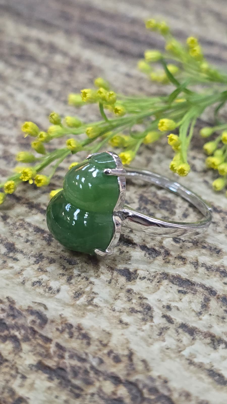 全新碧玉925銀戒指 （可自由調節大細）