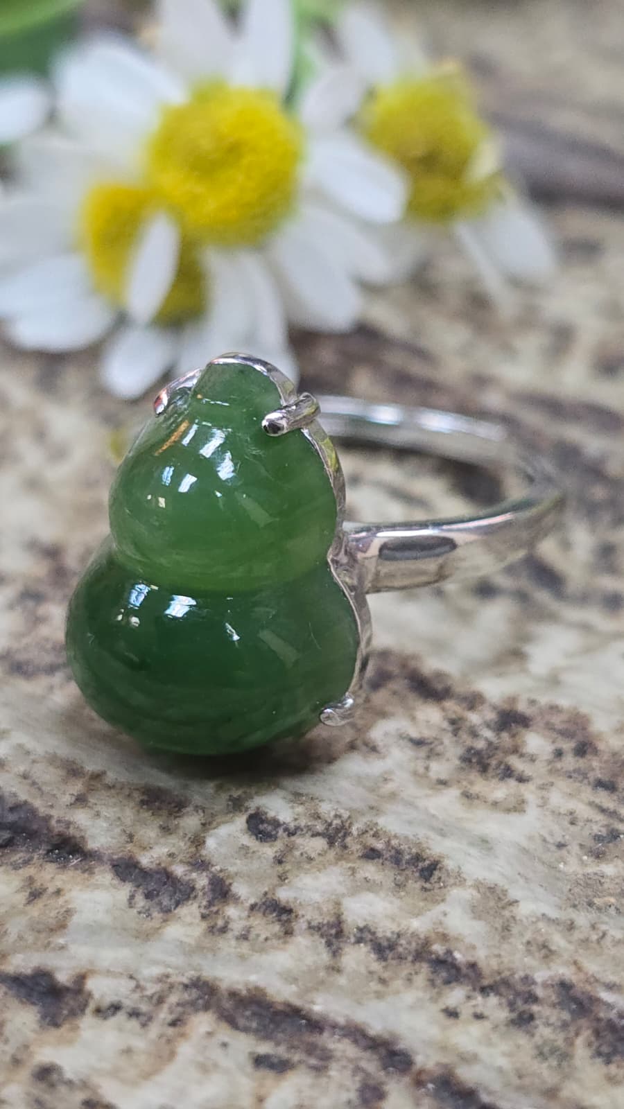 全新碧玉925銀戒指 （可自由調節大細）