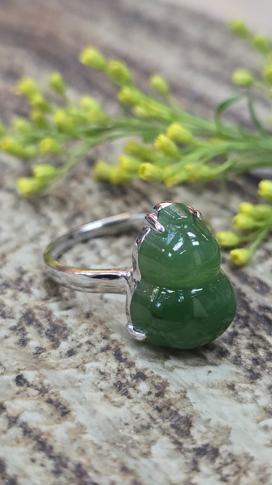 全新碧玉925銀戒指 （可自由調節大細）