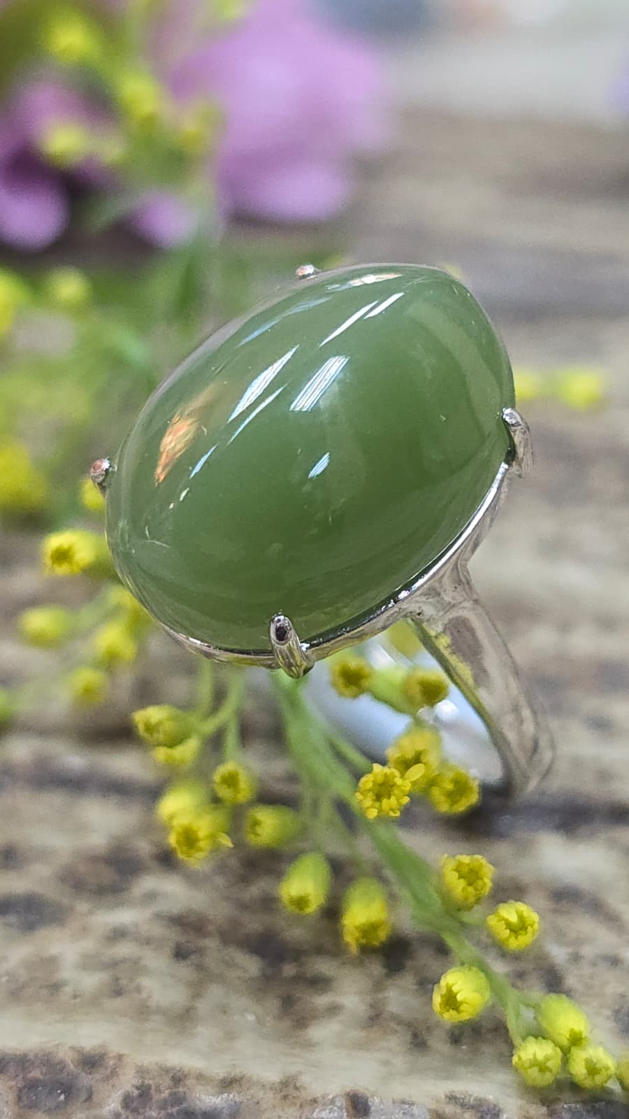 全新碧玉925銀戒指 （可自由調節大細）