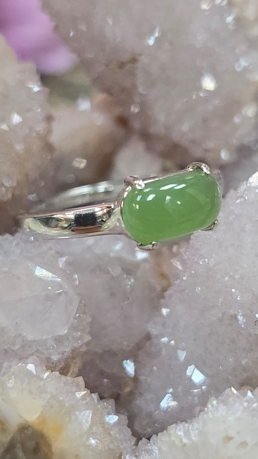 全新碧玉925銀戒指 （可自由調節大細）