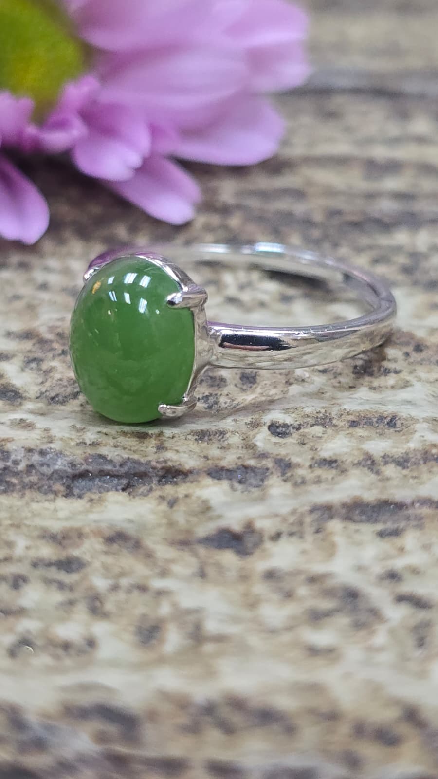 全新碧玉925銀戒指（可自由調節大細）