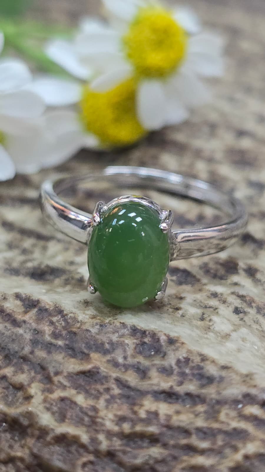 全新碧玉925銀戒指 （可自由調節大細）