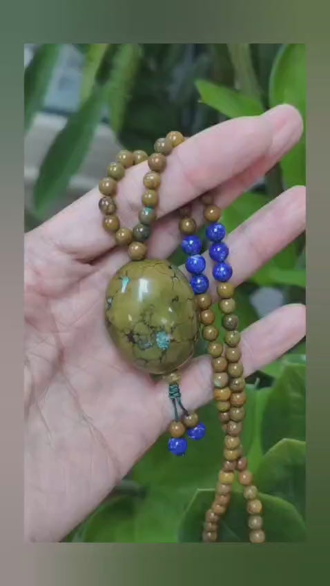 老料菜籽黃綠松石青金頸鏈